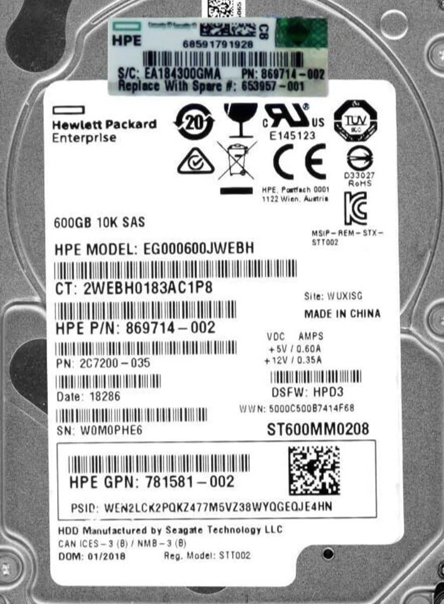 Жесткий диск HP 600Gb 10000 SAS 2.5" HDD 2C7200-035