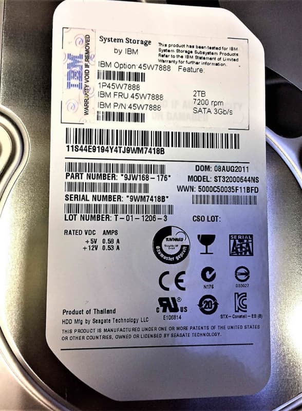 Жесткий диск IBM 45W7888 2TB SATAII 3,5" HDD