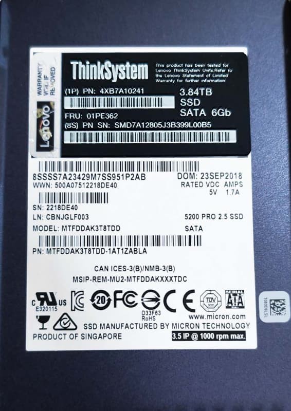 Жесткий диск Lenovo 1PE362 3.84TB SATAIII 2,5" SSD
