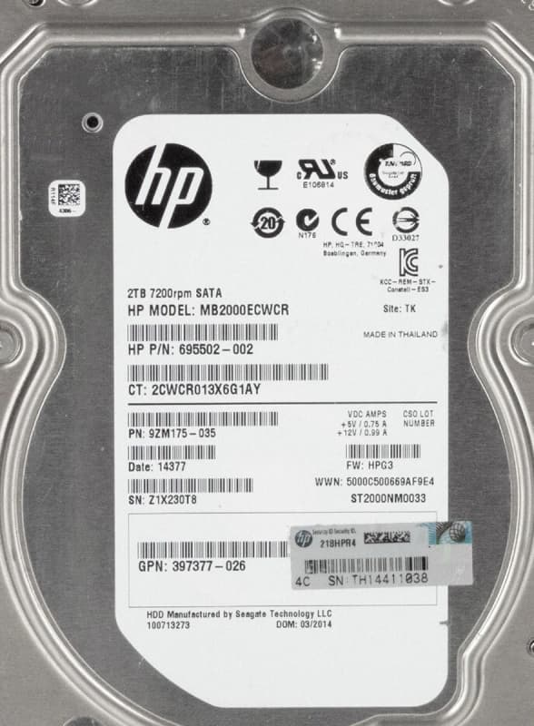 Жесткий диск HP 9ZM175-037 2Tb 7200 SATAII 3.5" HDD