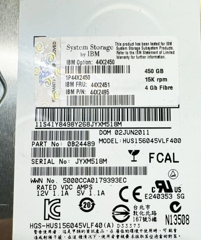 Жесткий диск IBM 44X2450 450Gb  Fibre Channel  3,5" HDD