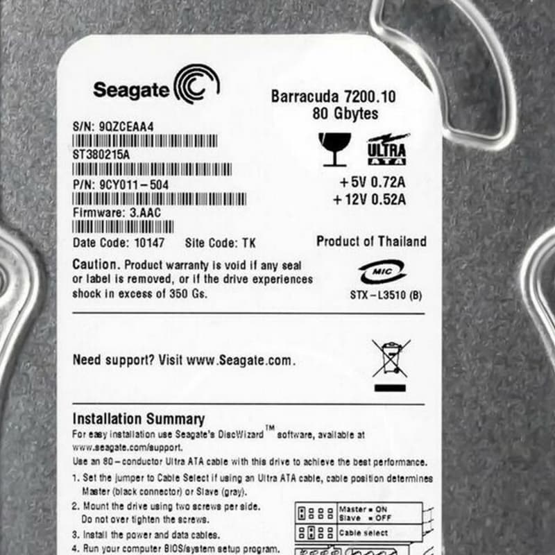 Жесткий диск Seagate ST380215A 80Gb 7200 IDE 3.5" HDD