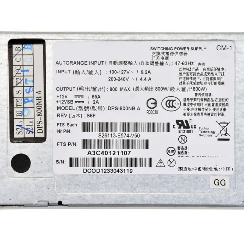 Резервный Блок Питания Fujitsu S26113-F574-L10 800W