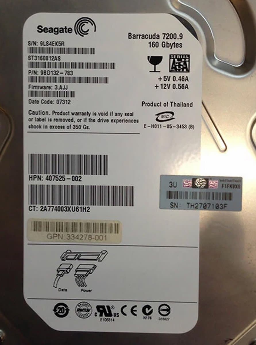 Жесткий диск HP 160Gb 7200 SATA 3.5" HDD