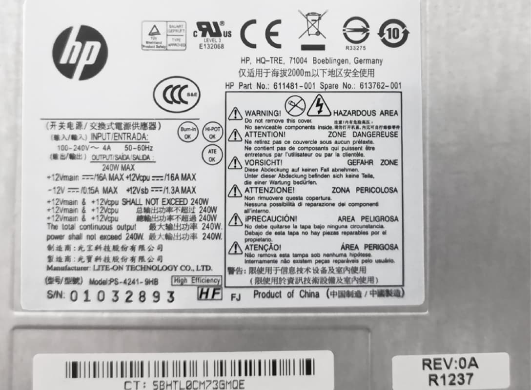 Блок Питания HP PC-4241-9HB 240W