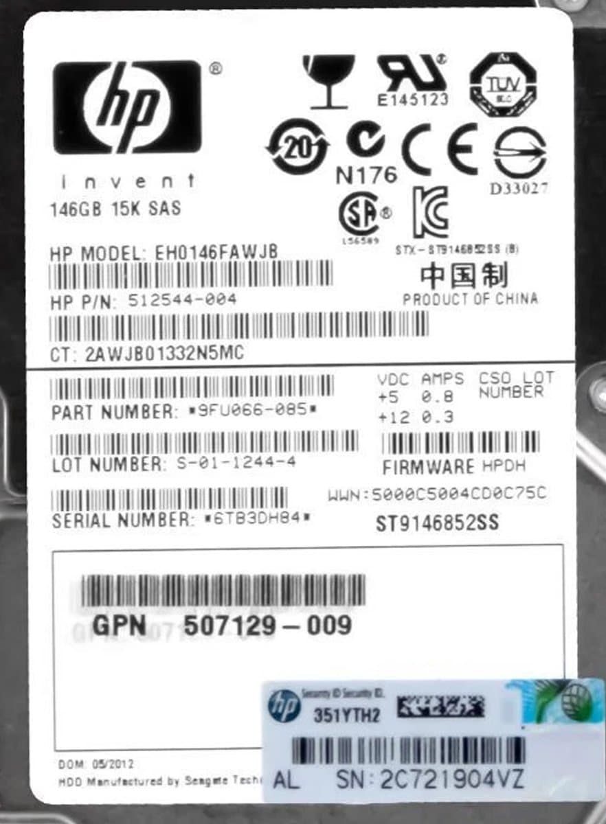 Жесткий диск HP 146Gb 15000 SAS 2.5" HDD 512544-004