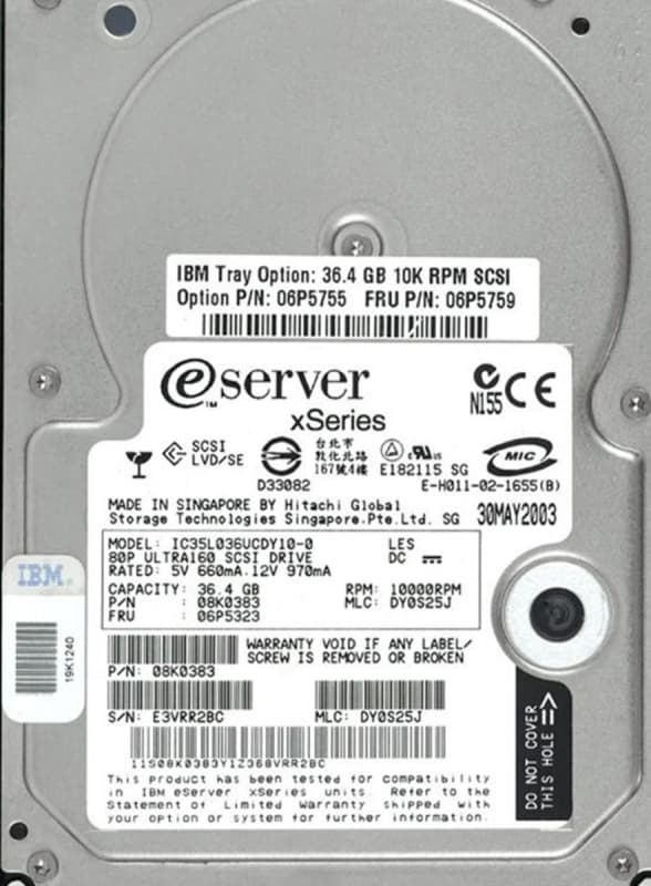 Жесткий диск IBM 06P5323 36,4Gb 10000 U160SCSI 3.5" HDD