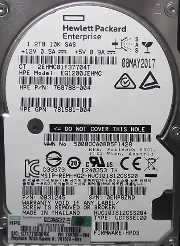 Жесткий диск HP 785087-007 1,2Tb 10000 SAS 2,5" HDD