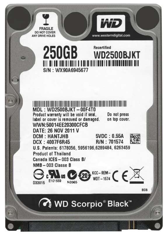 Жесткий диск Western Digital WD2500BJKT 250Gb 7200 SATAII 2,5" HDD