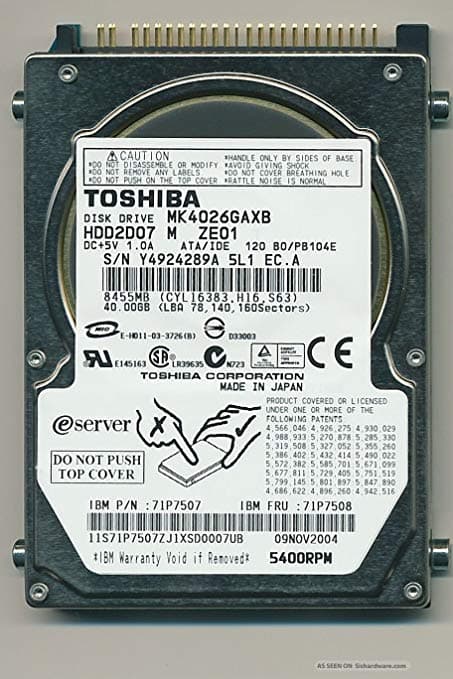 Жесткий диск Toshiba 71P7507 40Gb 5400 IDE 2,5" HDD