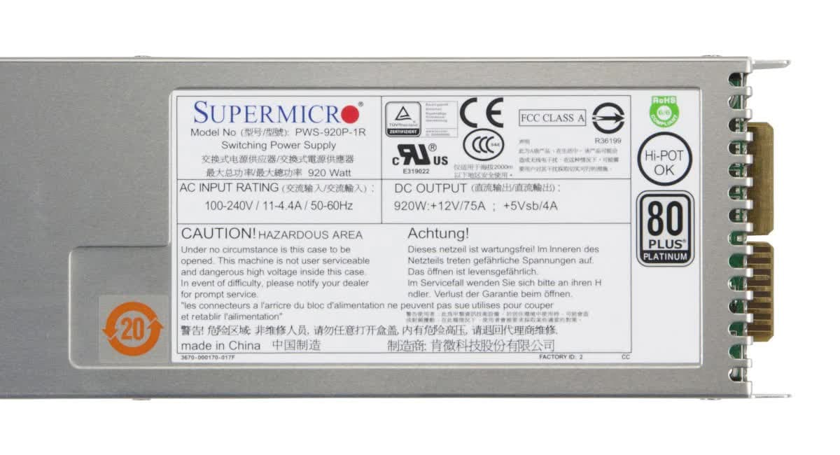 Резервный Блок Питания SuperMicro PWS-920P-1R 920W