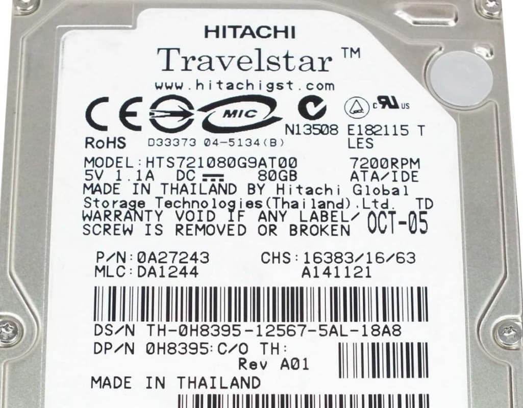 Жесткий диск Hitachi 0A28264 80Gb 7200 IDE 2,5" HDD