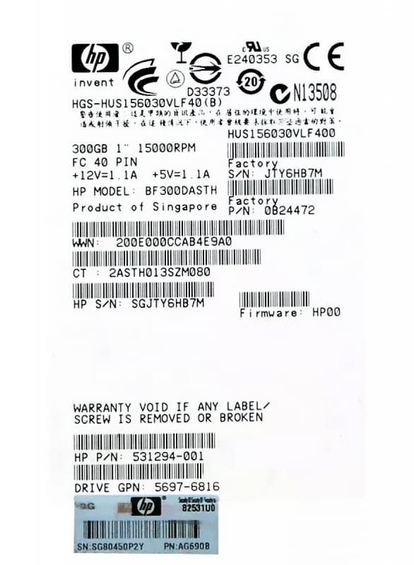 Жесткий диск HP 531294-001 300Gb  Fibre Channel  3,5" HDD