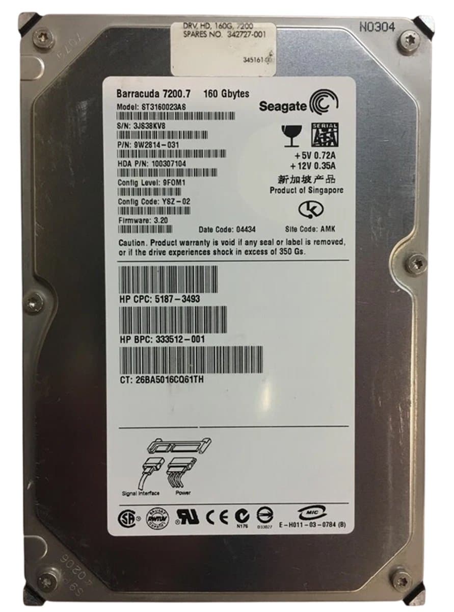 Жесткий диск HP 160Gb 7200 SATA 3.5" HDD