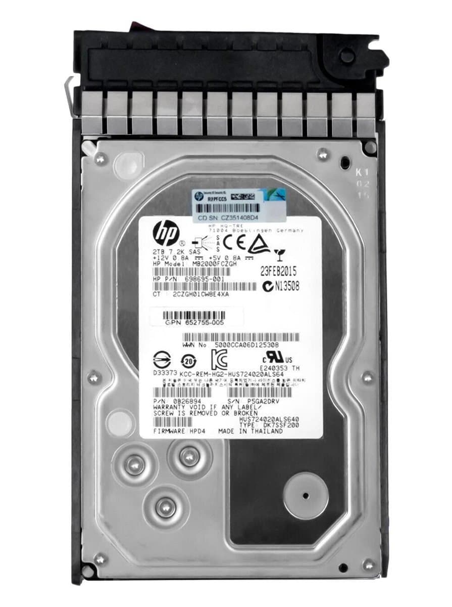 Жесткий диск HP 2Tb 7200 SAS 3.5" HDD MB2000FCZGH