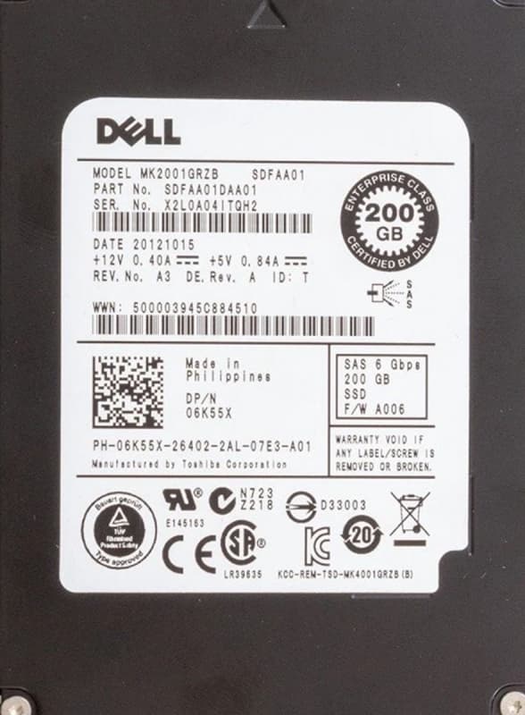 Жесткий диск Dell SDFAA01DAA01 200Gb SAS 2.5" SSD