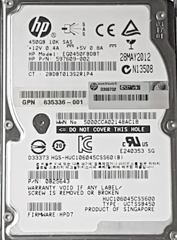 Жесткий диск HP 507129-012 450Gb 10000 SAS 2,5" HDD