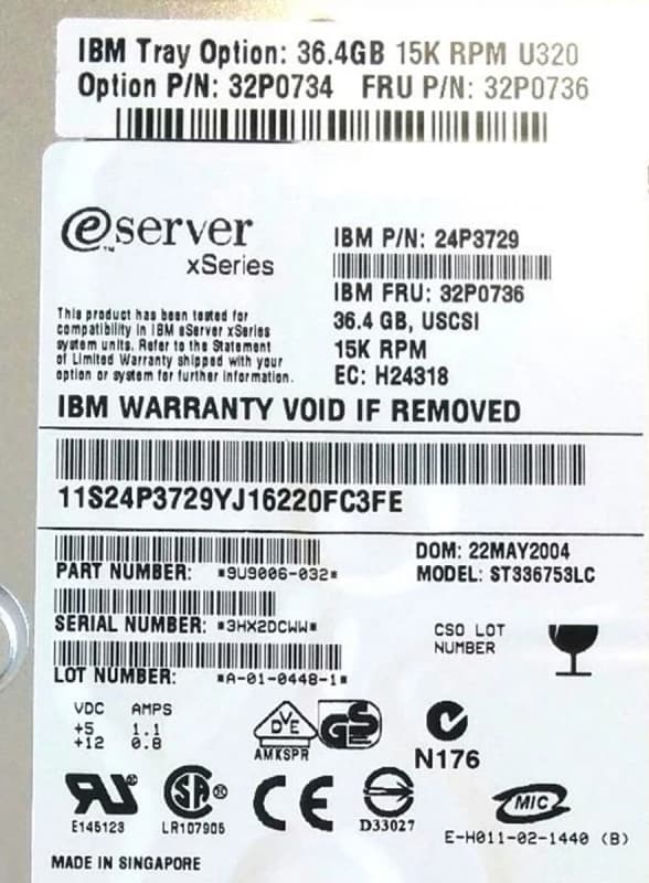 Жесткий диск IBM 9U9006-032 36,4Gb 15000 U320SCSI 3.5" HDD
