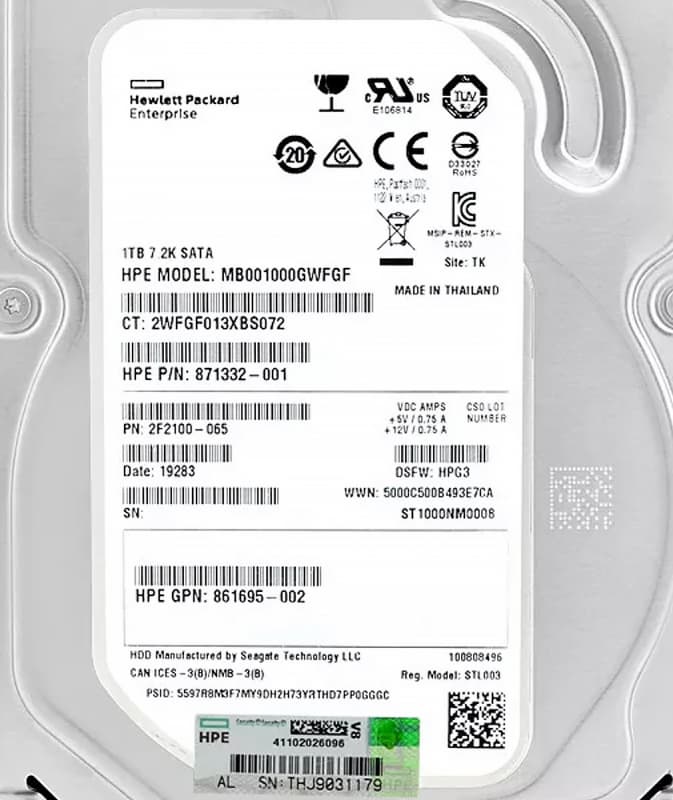 Жесткий диск HP 861695-002 1Tb 7200 SATAIII 3.5" HDD