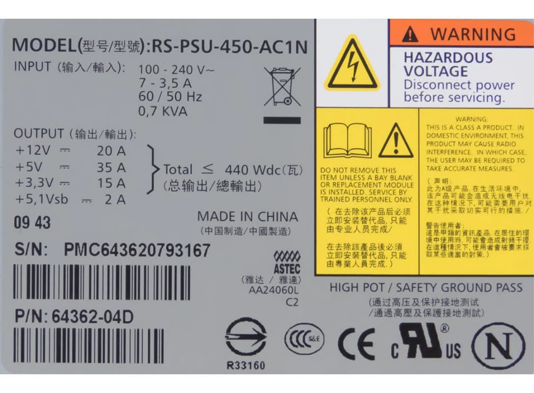 Резервный Блок Питания Network 64362-04D 440W