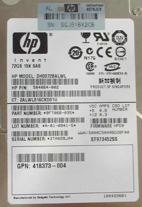 Жесткий диск HP 9FT066-035 72Gb  SAS 2,5" HDD