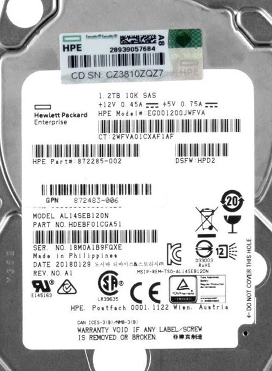Жесткий диск HP 1,2Tb 10000 SAS 2.5" HDD HDEBF01CGA51