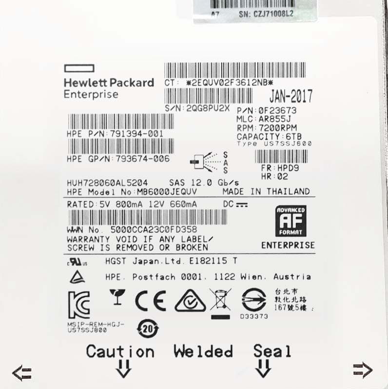 Жесткий диск HP MB6000JEQUV 6Tb 7200 SAS 3,5" HDD