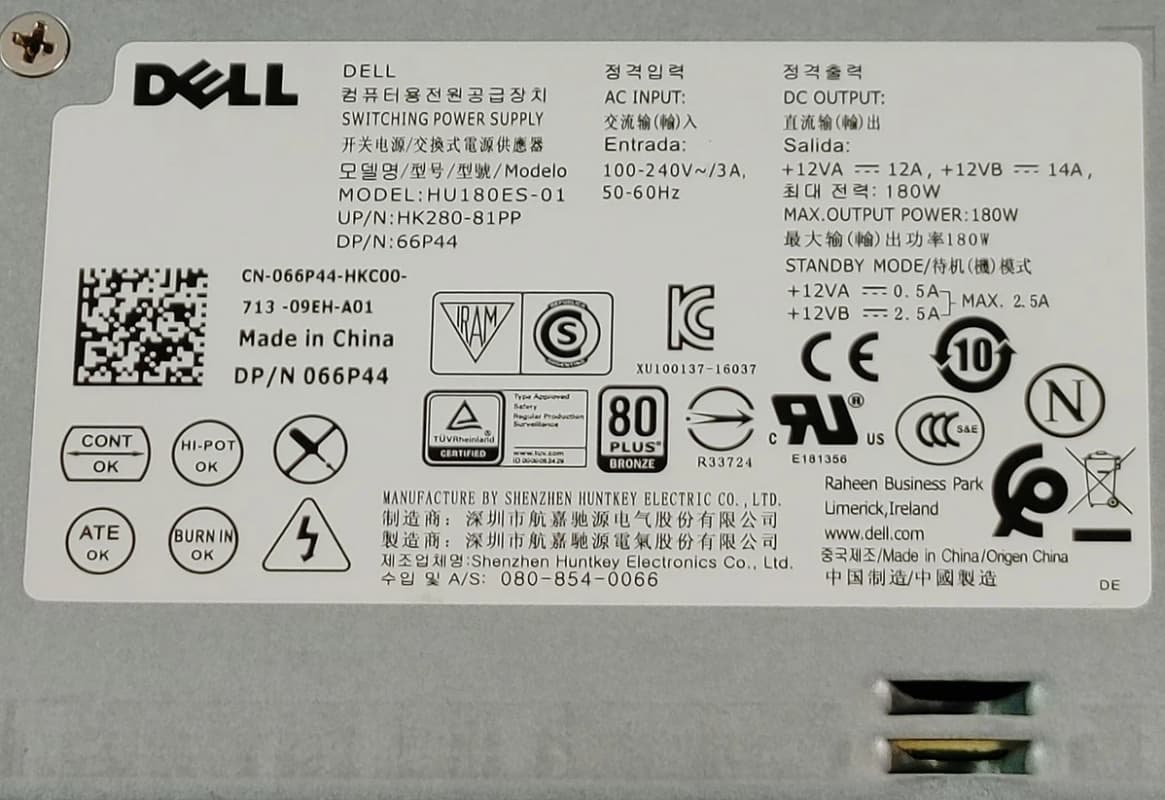 Блок Питания Dell 66P44 180W