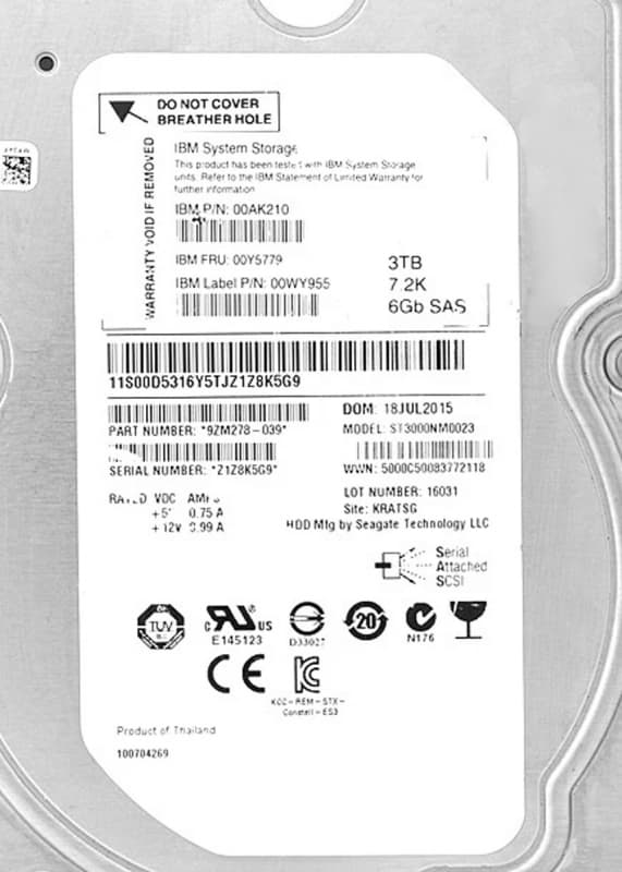 Жесткий диск IBM 00AK210 3Tb 7200 SAS 3,5" HDD