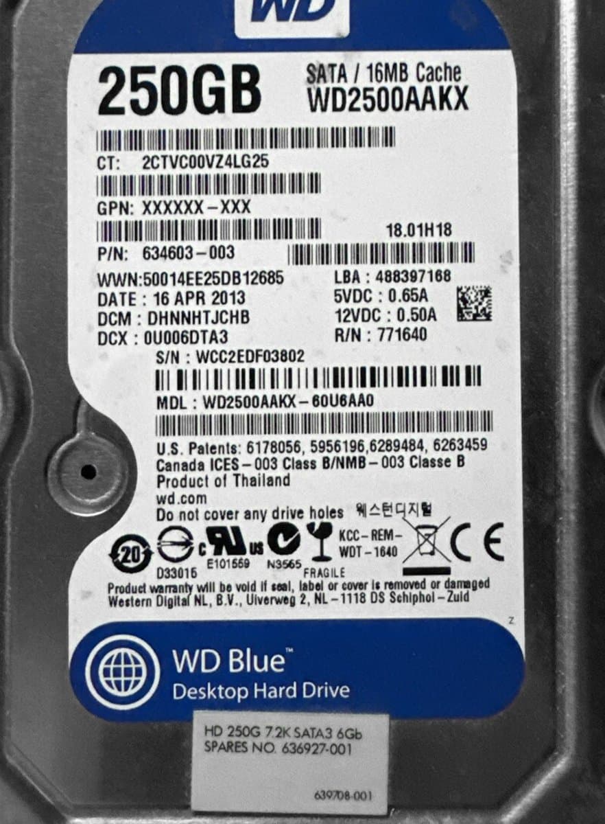 Жесткий диск HP 250Gb 7200 SATAIII 3.5" HDD 636927-001
