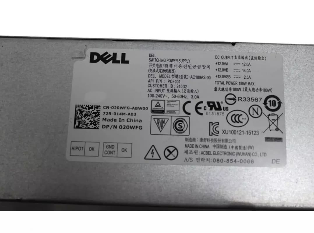 Блок питания Dell 20WFG 180W