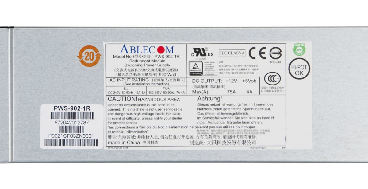 Резервный Блок Питания SuperMicro PWS-902-1R 900W