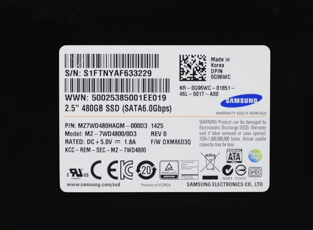 Жесткий диск Dell G96WC 480Gb SATAIII 2,5" SSD