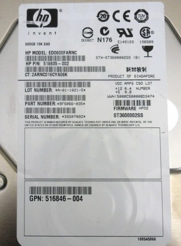 Жесткий диск HP 9FS066-035 600Gb 10000 SAS 3,5" HDD