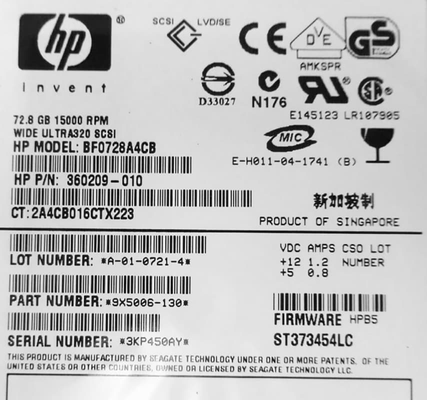 Жесткий диск HP BF0728A4CB 72,8Gb U320SCSI 3.5" HDD