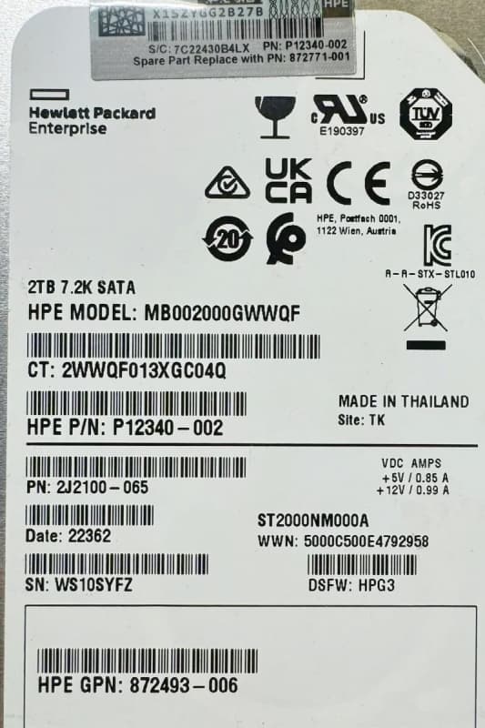 Жесткий диск HP P12340-002 2Tb SATAIII 3.5" HDD