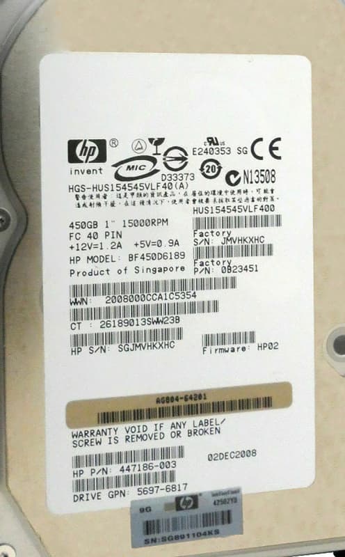 Жесткий диск HP 0B23451 450Gb  Fibre Channel  3,5" HDD