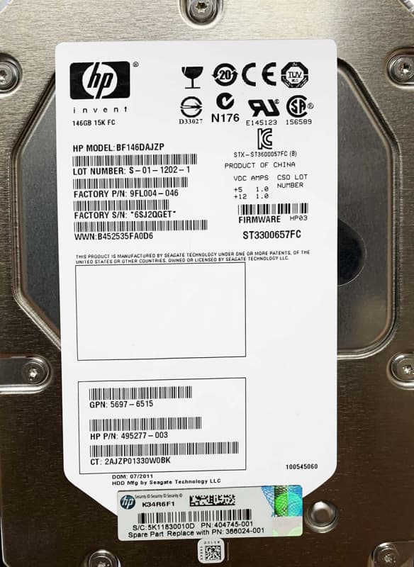 Жесткий диск HP 495277-003 146,8Gb  Fibre Channel  3,5" HDD