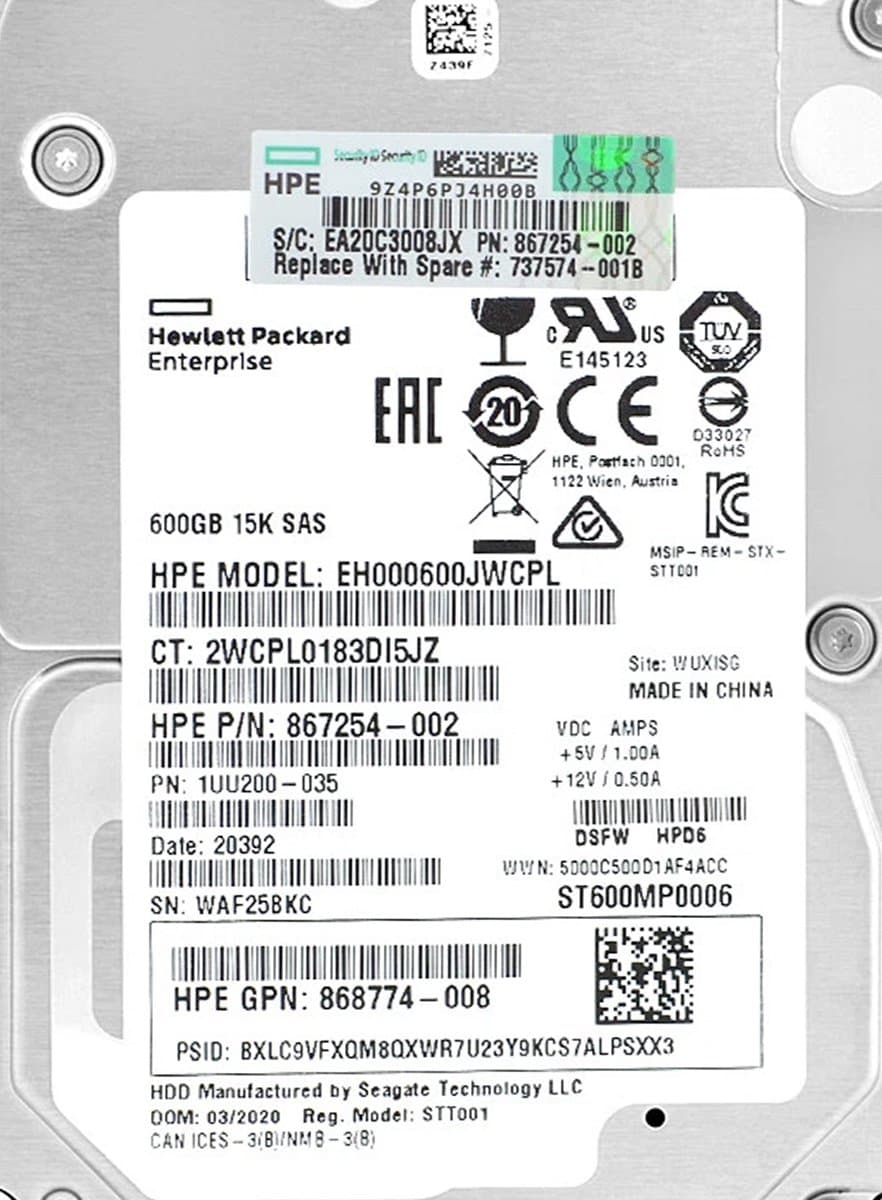 Жесткий диск HP 600Gb 15000 SAS 2.5" HDD 1UU200-035