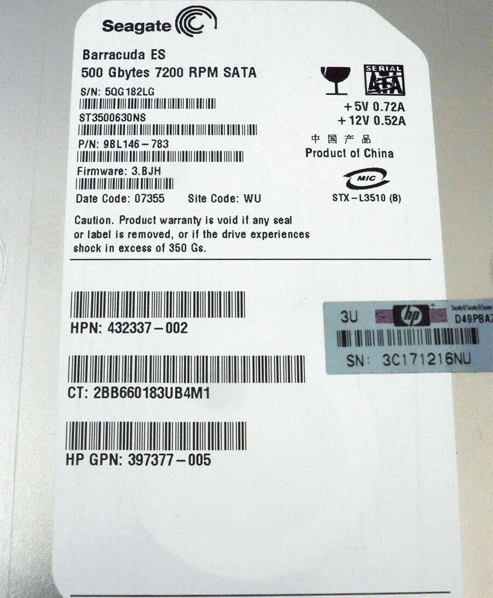 Жесткий диск HP 500Gb 7200 SATA 3.5" HDD 432337-002