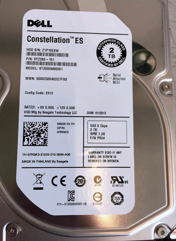 Жесткий диск Dell 9YZ268-151 2Tb 7200 SAS 3,5" HDD