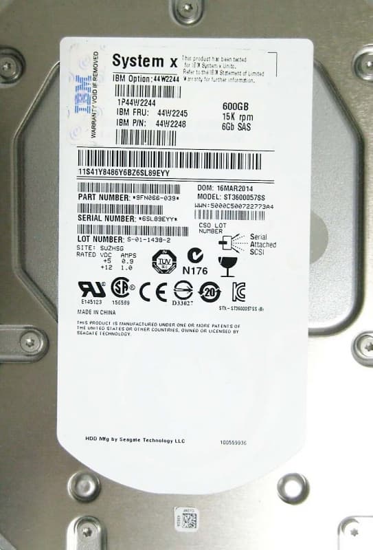 Жесткий диск IBM 9FN066-039 600Gb  SAS 3,5" HDD