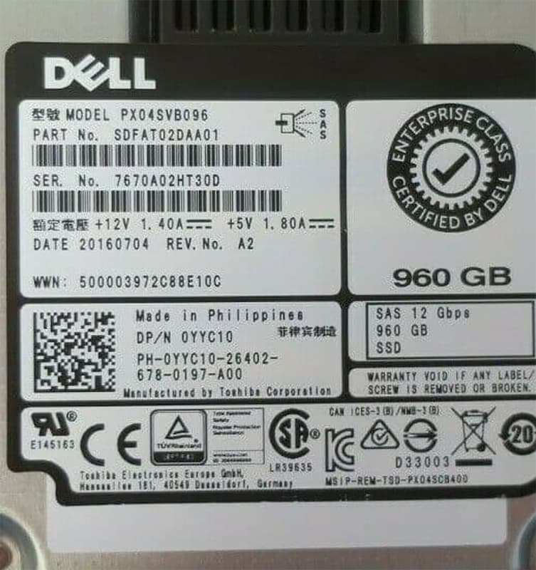 Жесткий диск Dell YYC10 960Gb SAS 2,5" SSD