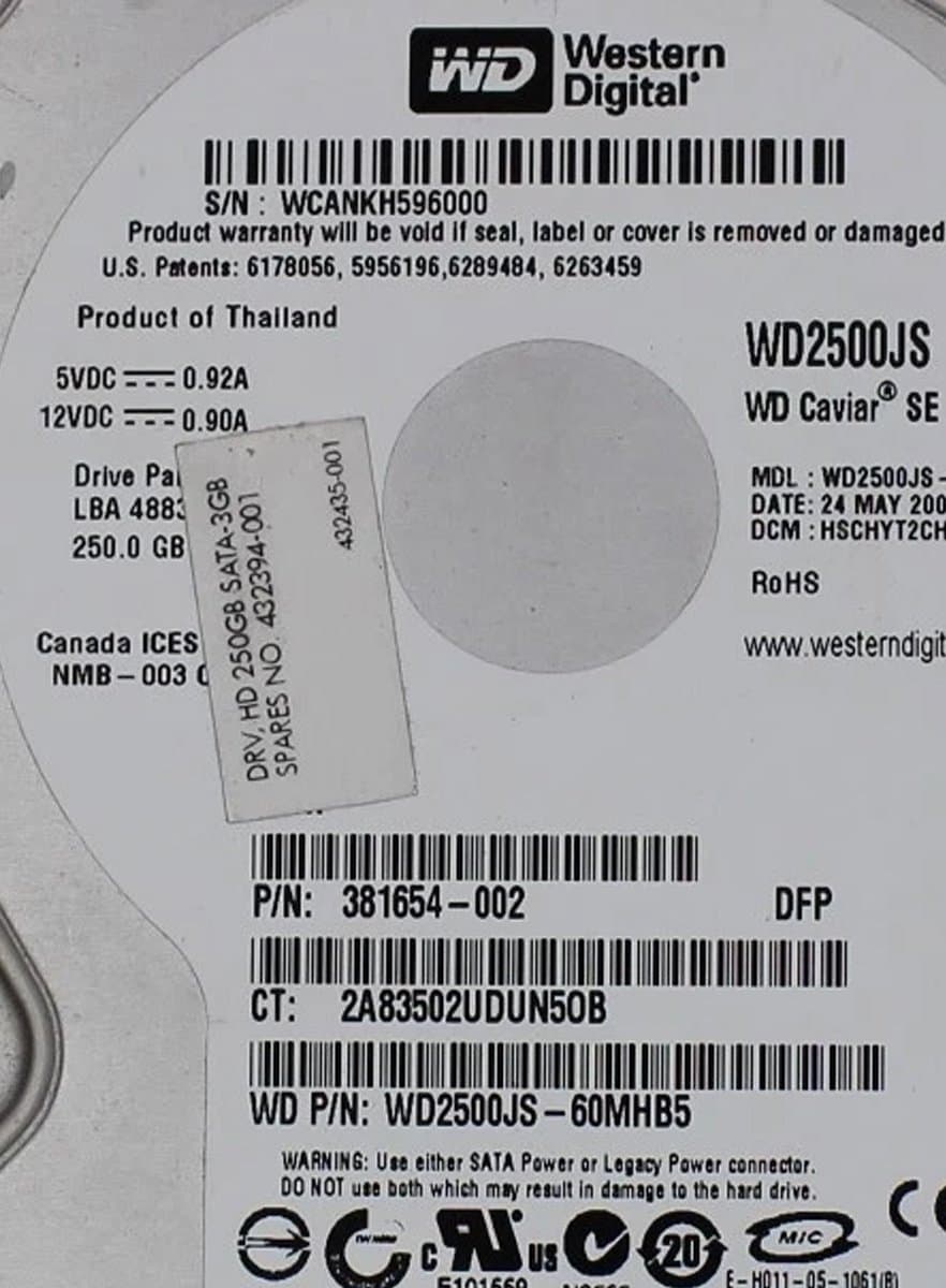 Жесткий диск HP 250Gb 7200 SATAII 3.5" HDD 432435-001