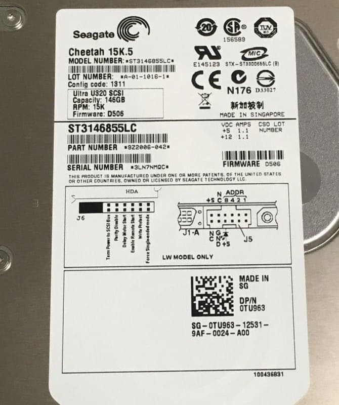 Жесткий диск Dell 0TU963 146Gb U320SCSI 3.5" HDD