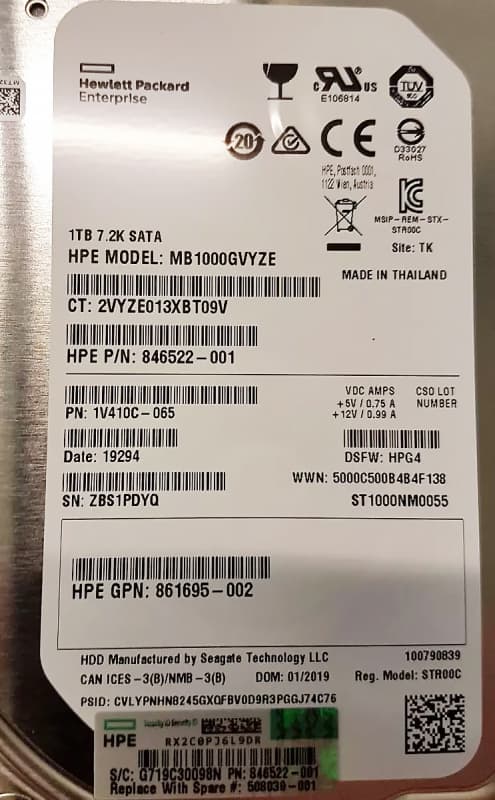 Жесткий диск HP 508039-001 1Tb  SATAII 3,5" HDD