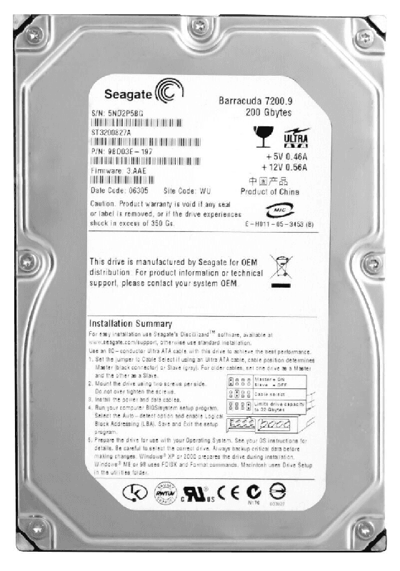 Жесткий диск Seagate ST3200827A 200Gb 7200 IDE 3.5" HDD