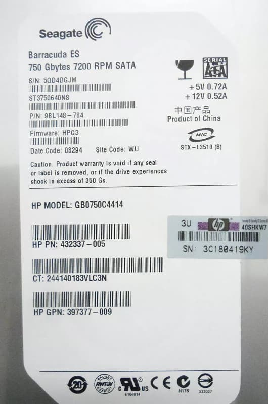 Жесткий диск HP 432337-005 750Gb SATA 3,5" HDD