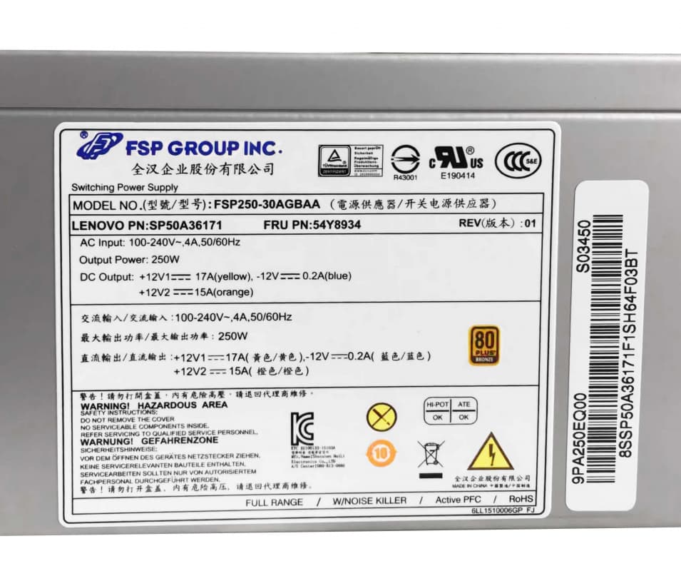 Блок Питания Lenovo SP50A36171 250W