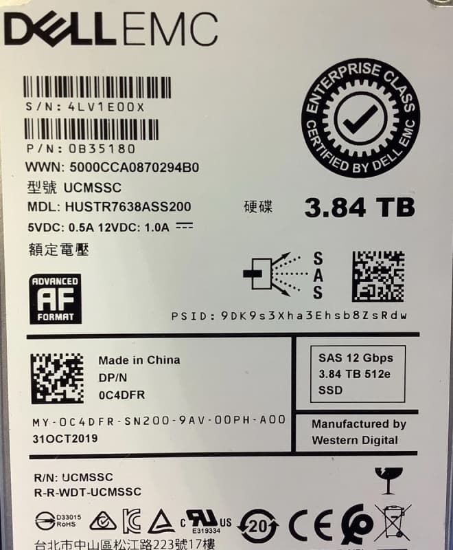 Жесткий диск Dell 0C4DFR 3.84TB SAS 2,5" SSD